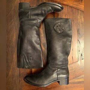 Tory Burch Keaton Black Leather Riding Boots Size 9